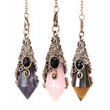 KFT 12 Faceted Rose Pink Quartz Pendulum Necklace