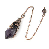 KFT 12 Faceted Rose Pink Quartz Pendulum Necklace