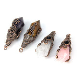 KFT 12 Faceted Rose Pink Quartz Pendulum Necklace