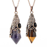 KFT 12 Faceted Rose Pink Quartz Pendulum Necklace