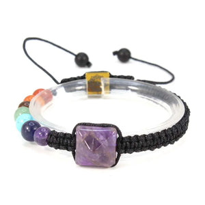 7 Chakra Stone Beads Quartz Pyramid Macrame Bracelet