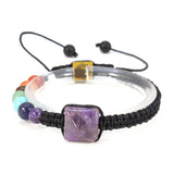 7 Chakra Stone Beads Quartz Pyramid Macrame Bracelet
