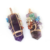7 Chakra Tree of Life Amethysts Quartz Necklace