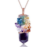 7 Chakra Tree of Life Amethysts Quartz Necklace