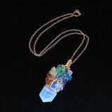 7 Chakra Tree of Life Amethysts Quartz Necklace