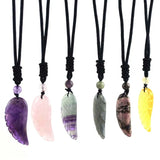 Natural Amethyst Angel Wing Pendant Healing Crystal Reiki Chakra Pointed Jewelry