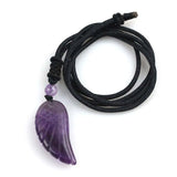 Natural Amethyst Angel Wing Pendant Healing Crystal Reiki Chakra Pointed Jewelry