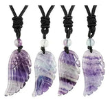 Natural Amethyst Angel Wing Pendant Healing Crystal Reiki Chakra Pointed Jewelry