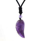 Natural Amethyst Angel Wing Pendant Healing Crystal Reiki Chakra Pointed Jewelry