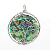Natural Paua Abalone Shell Tree of Life Heart Pendant