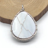 Natural Paua Abalone Shell Tree of Life Heart Pendant