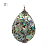 Natural Paua Abalone Shell Tree of Life Heart Pendant