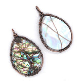 Natural Paua Abalone Shell Tree of Life Heart Pendant
