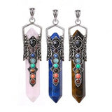 7 Chakra Natural Crystal Pendant Hexagonal Point Healing