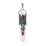 7 Chakra Natural Crystal Pendant Hexagonal Point Healing
