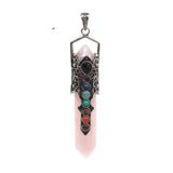 7 Chakra Natural Crystal Pendant Hexagonal Point Healing