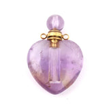 Fluorite Perfume Bottle Diffuser Necklace Heart Crystal Pendant