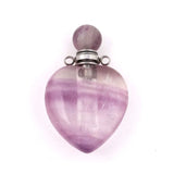 Fluorite Perfume Bottle Diffuser Necklace Heart Crystal Pendant