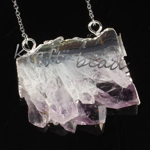 Natural Healing Crystal Quartz Pendant Amethysts Citrine Druzy Slice Necklace