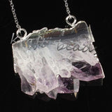 Natural Healing Crystal Quartz Pendant Amethysts Citrine Druzy Slice Necklace