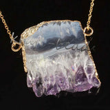 Natural Healing Crystal Quartz Pendant Amethysts Citrine Druzy Slice Necklace