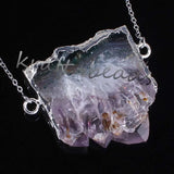 Natural Healing Crystal Quartz Pendant Amethysts Citrine Druzy Slice Necklace