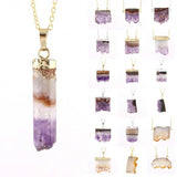 Natural Healing Crystal Quartz Pendant Amethysts Citrine Druzy Slice Necklace