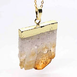 Natural Healing Crystal Quartz Pendant Amethysts Citrine Druzy Slice Necklace