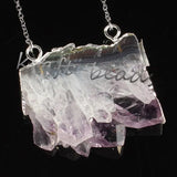 Natural Healing Crystal Quartz Pendant Amethysts Citrine Druzy Slice Necklace
