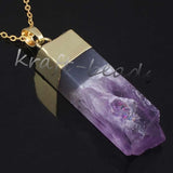 Natural Healing Crystal Quartz Pendant Amethysts Citrine Druzy Slice Necklace