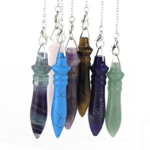Natural Healing Crystal Quartz Pendulum Pendant Amethysts Lapis Lazuli