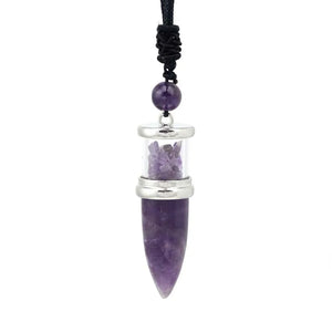Natural Healing Crystal Quartz Reiki Necklace Amethysts Stone