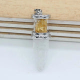 KFT Quartz Reiki Stone Pendulum Necklace Citrines Pendant