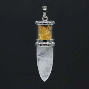 KFT Quartz Reiki Stone Pendulum Necklace Citrines Pendant