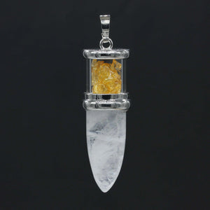KFT Quartz Reiki Stone Pendulum Necklace Citrines Pendant