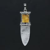 KFT Quartz Reiki Stone Pendulum Necklace Citrines Pendant