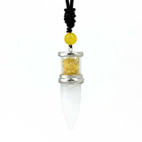 KFT Quartz Reiki Stone Pendulum Necklace Citrines Pendant