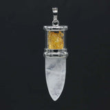 KFT Quartz Reiki Stone Pendulum Necklace Citrines Pendant