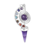 Hexagon Heart Chakra Stone Pendant Wire Wrapped Jewelry