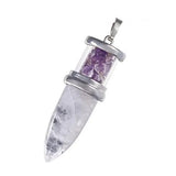 Hexagon Heart Chakra Stone Pendant Wire Wrapped Jewelry