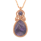 KFT Crystal Quartz Stone Pendant Macrame Necklace