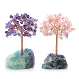KFT Crystal Stone Tree on Fluorite Mineral Base Desk Decor