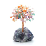 KFT Crystal Stone Tree on Fluorite Mineral Base Desk Decor