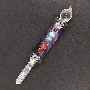 KFT Natural Healing Crystal Stones Hexagon Pendulums 7 Chakra Stone Beads