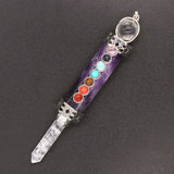 KFT Natural Healing Crystal Stones Hexagon Pendulums 7 Chakra Stone Beads