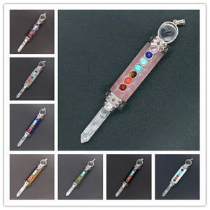 KFT Natural Healing Crystal Stones Hexagon Pendulums 7 Chakra Stone Beads