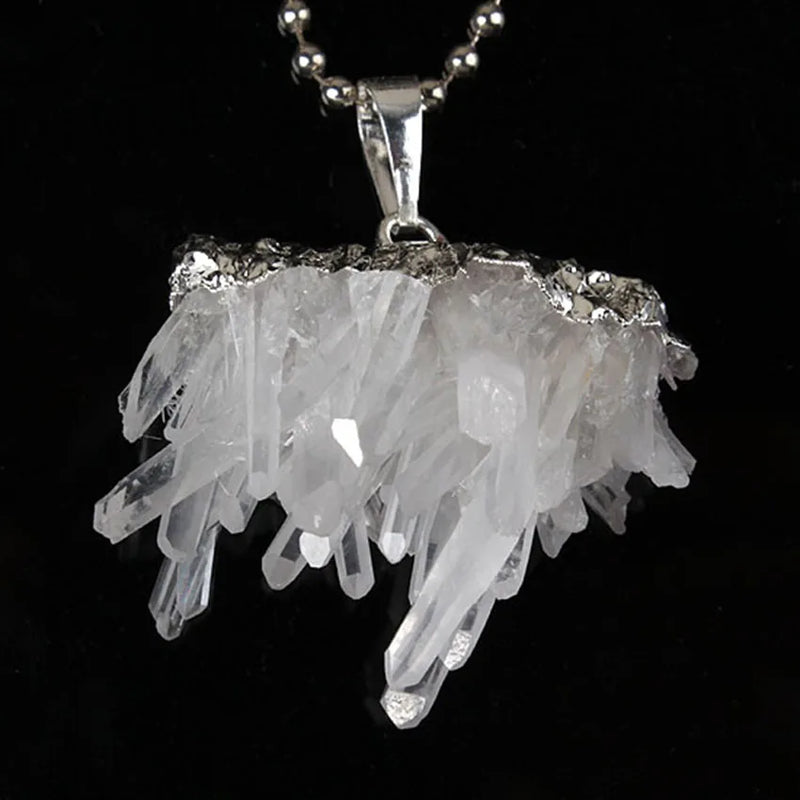 Natural Healing Quartz Druzy Reiki Stone Pendant