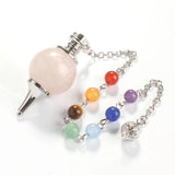 Rose Pink Quartz Crystal Chakra Pointed Reiki Pendulum Pendant