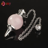 Rose Pink Quartz Crystal Chakra Pointed Reiki Pendulum Pendant