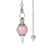 Rose Pink Quartz Crystal Chakra Pointed Reiki Pendulum Pendant